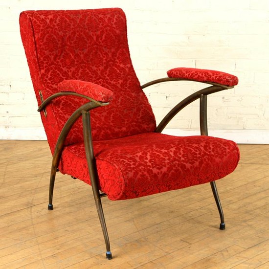 RECLINING ITALIAN UPHOLSTERED ARM CHAIR C.1950