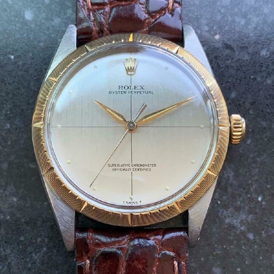 ROLEX 14K Gold & ss Oyster Perpetual 1008 Zephyr