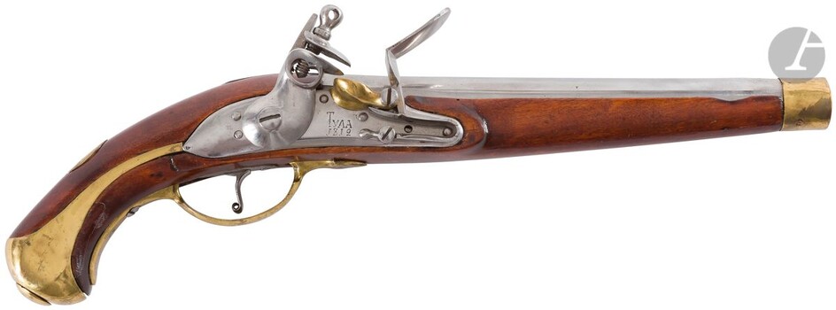 RUSSIE Pistolet de cavalerie à silex réglementaire... - Lot 93 - Ader