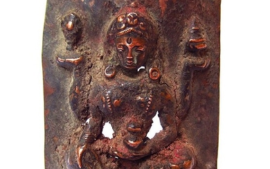 Rare ancient Tibetan repelled copper Djampa Maitreya future Buddha (1) - Copper - Tibet - 18th century