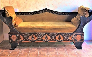 Rare and magnificent boat sofa of Sicilian origin - Textiles, Wood - Mid 19th century
