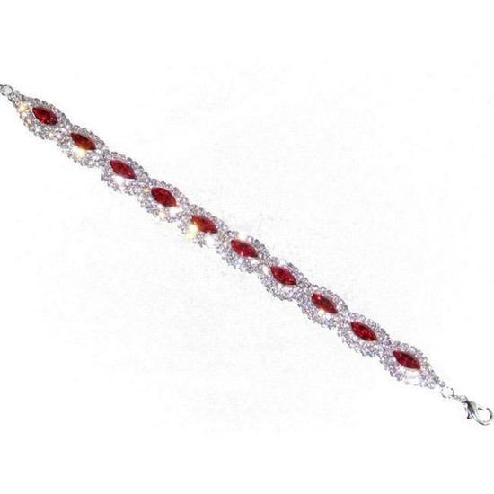 Red Ruby Marquise Rhinestone Crystal Costume Bracelet