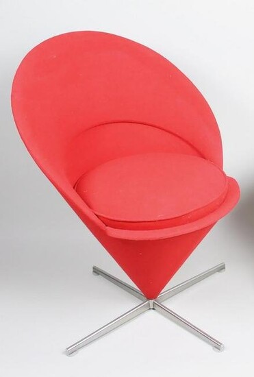 Red Vitra Verner Panton Cone Chair, Mid Century Modern