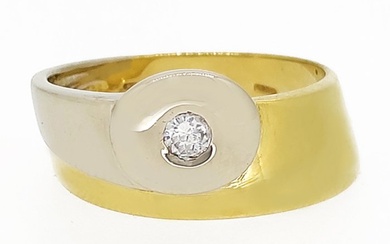 Ring - 18 kt. White gold, Yellow gold - 0.06 tw. Diamond