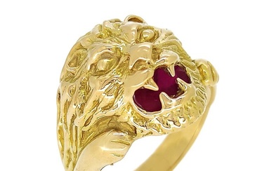 Ring - 18 kt. Yellow gold - 1.00 tw. Ruby