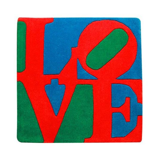 Robert INDIANA - Tapis d'art LOVE75cmx75cm, rouge, vert, bleu