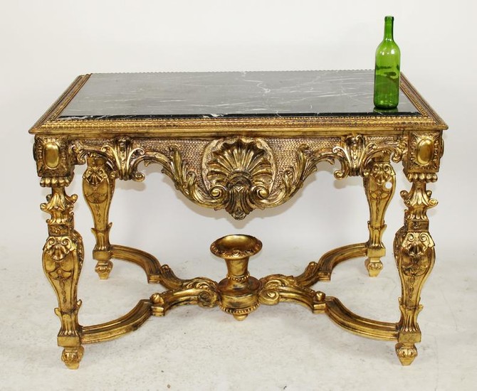 Rococo style carved marble top foyer table