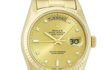 Rolex Mens 18K Yellow Gold Presidential With Factory Diamond 36MM