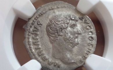 Roman Empire. NGC AU 5/5 - 3/5 Hadrian, AD 117-138 AR. Denarius