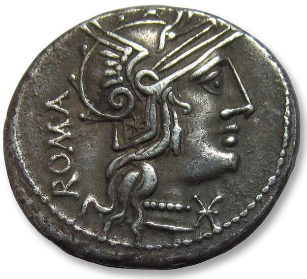Roman Republic. M. Caecilius Q.f. Q.n. Metellus, 127 BC. AR Denarius,Rome mint - beautiful sharply struck coin