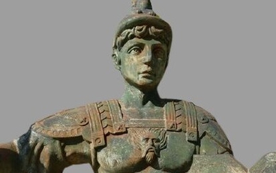 Roman centurion with shield and spear - H 200 cm - Iron (cast) - 20th century, possibly earlier