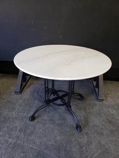 Round Marble Top Table On Cast Iron Base (H77 x D100cm)