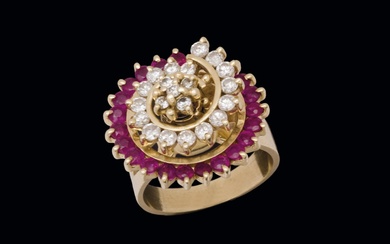 Ruby and diamond 14K gold ring