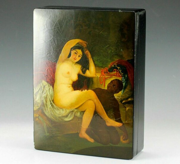 Russian Lacquerware Palekh Box, Nude Servant Beauty
