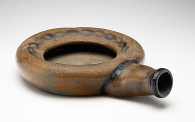 SCARCE DECORATED STONEWARE CHILD'S BEDPAN ATTRIBUTED TO WELLS & RICHARDS (READING, PA).