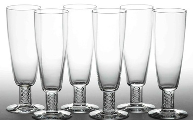 STEUBEN NO. 8011 TWIST-STEM ALE GLASSES, LOT OF SIX