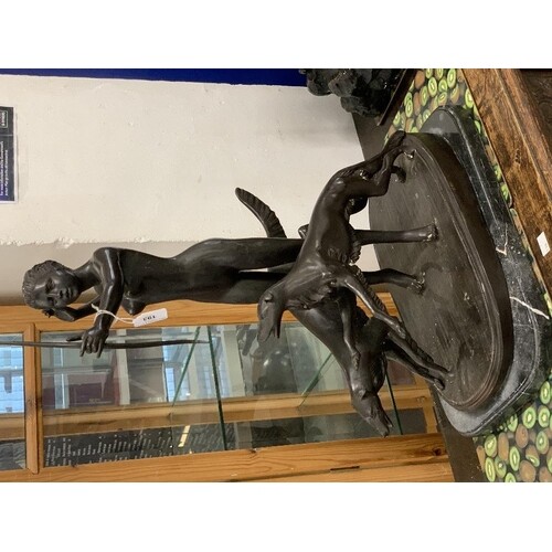 Sculpture: Early 20th cent. Bronze of Diana the Huntress wit...