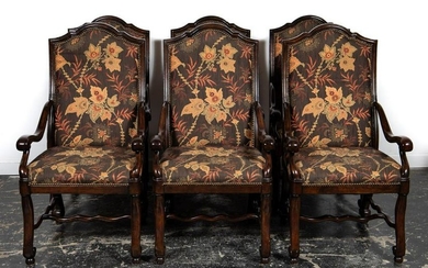 Set, Six Louis XIV Style Upholstered Dining Chairs
