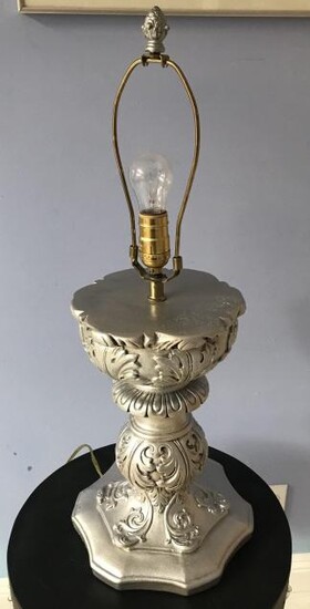Silver Tone Neoclassical Table Lamp