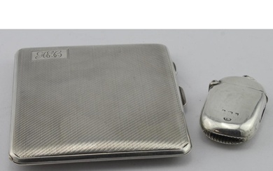 Silver cigarette case & a silver vesta case hallmarked respe...