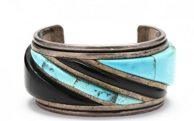 Southwestern Silver, Turquoise, and Black Stone