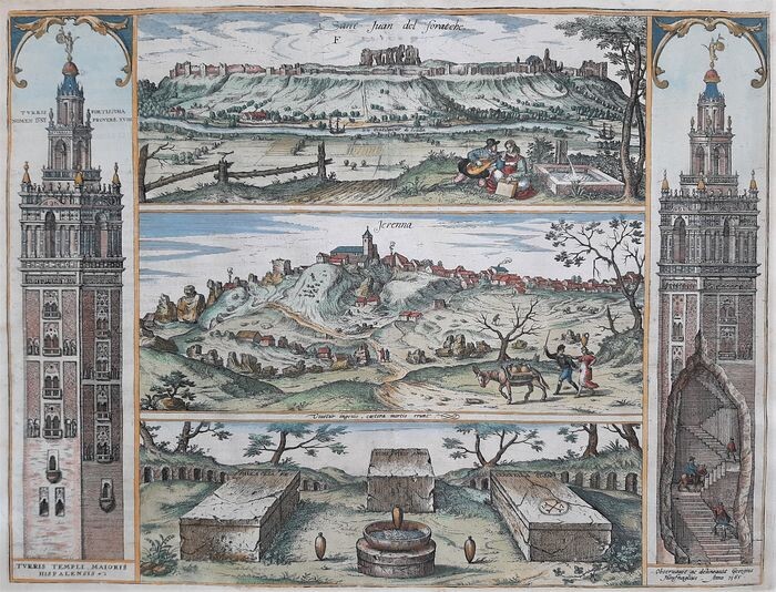 Spain, Sevilla; G Braun & F Hogenberg - Sant Juan del Foratche / Jerenna - ca. 1600