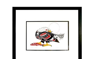 Spirit of the Hunt: Art by Richard Shorty 'Eagle and Salmon' Framed Print - 12" x 14"
