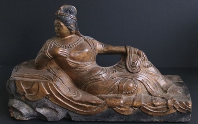 Statue - Wood - the goddess Guanyin lying down - China - Qing Dynasty (1644-1911)