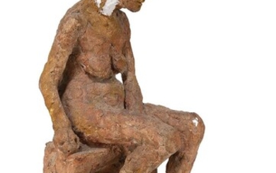 Stella Steyn, Irish 1907-1987 - Seated nude; plaster maquette, H47 x W25 cm (ARR)