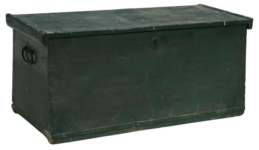 TEXAS PAINTED PINE TOOL BOX, EMIL SERGER, 19TH C.