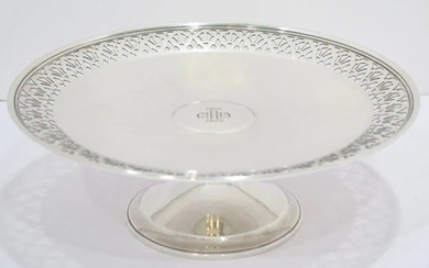 TIFFANY & CO STERLING SILVER ANTIQUE ART DECO FOOTED ROUND PLATTER