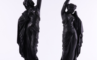 TWO FRENCH BRONZE FIGURES OF CLASSICAL MAIDENS OR MUSES (2)