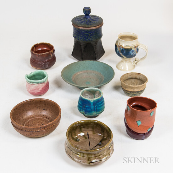 Ten Pieces of American and Japanese Studio Art Pottery