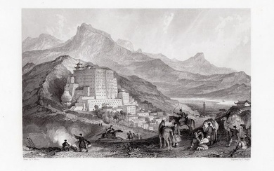 Thomas Allom 1843 engraving The Poo Ta La, or Great Temple near Zhehol, Tartary signed