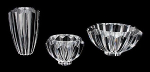 Three Pieces of Orrefors Crystal Height of tallest 8
