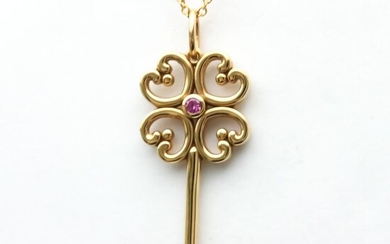 Tiffany - 18 kt. Pink gold - Necklace with pendant Sapphire