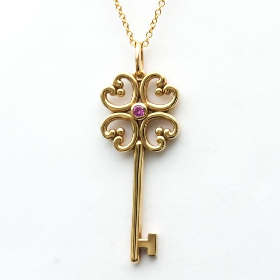 Tiffany - 18 kt. Pink gold - Necklace with pendant Sapphire
