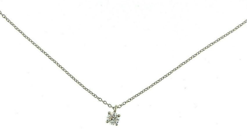 Tiffany & Co. Platinum Solitaire Diamond Pendant Chain