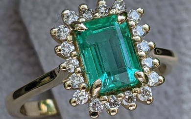 Top Quality 1.51 Carat Natural Emerald and Diamond Diana Ring - 14 kt. Yellow gold - Ring - 1.51 ct Emerald - Diamonds