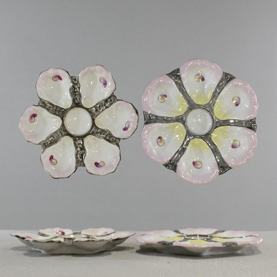 Two [2] Antique Hand Painted Porcelain Oyster Plates