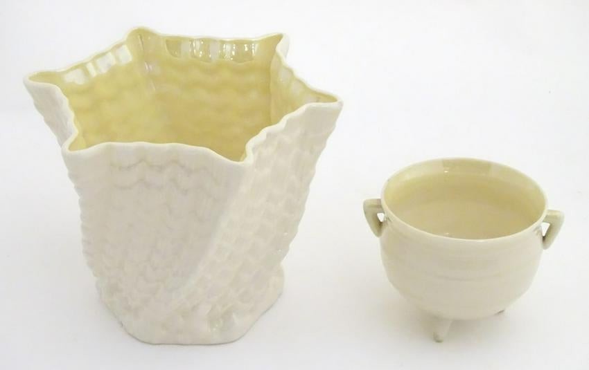 Two Belleek Ireland pottery wares, comprising a twisted