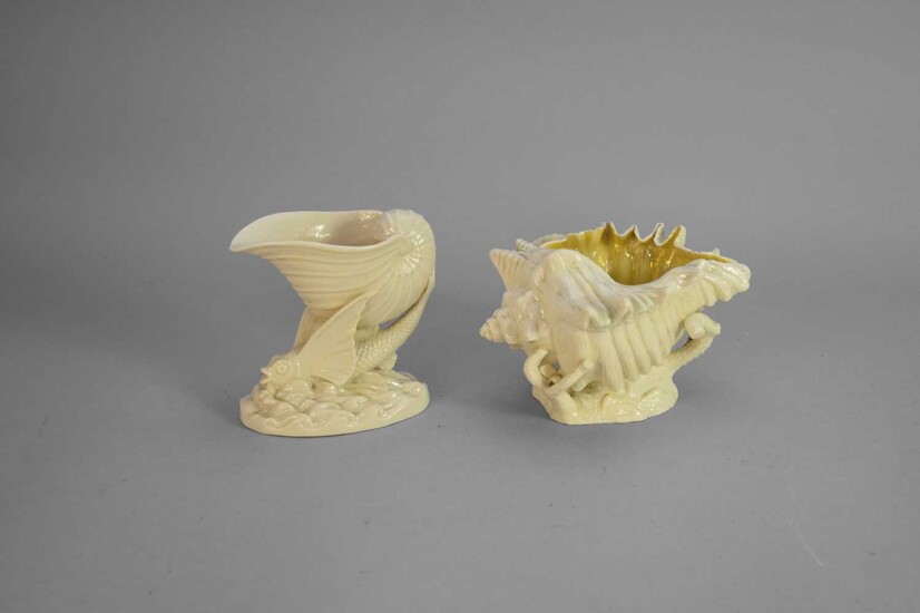Two Belleek shell vases, First Period