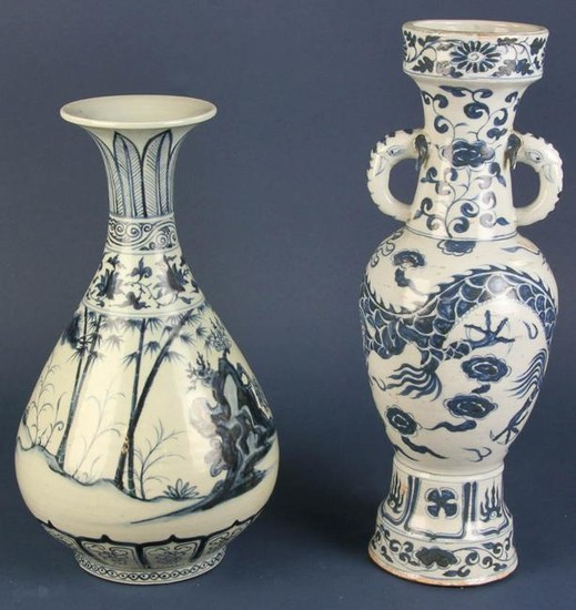 Two Chinese Yuan Style Porcelain Vases
