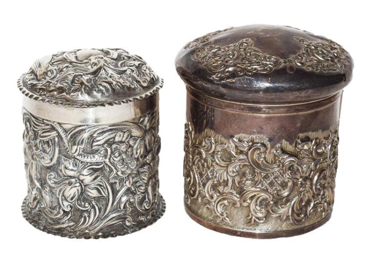 Two Victorian Silver Dressing-Table Jars, One by William Comyns, London,...