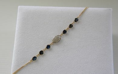 UnoAErre - 18 kt. Gold - Bracelet Diamond - Sapphires