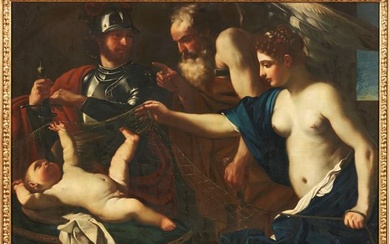 Giovanni Francesco Barbieri, detto il Guercino (bottega di) (Cento (Fe), 1591 - Bologna, 1666), Venere, Marte, Amore e il Tempo