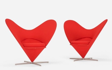 Verner Panton, Heart Cone chairs, pair