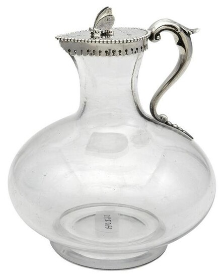 Victorian Sterling Silver Mounted Glass Claret Jug