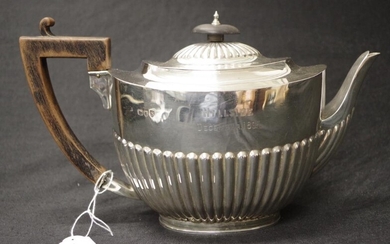 Victorian sterling silver teapot London 1893, maker's mark rubbed,...