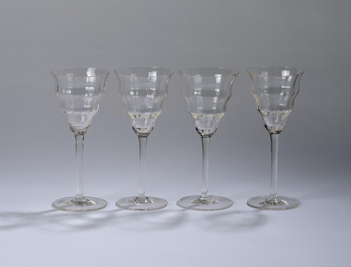 Four wine glasses in the manner of Otto Prutscher, probably Meyr’s Neffe, Adolf, c. 1909
